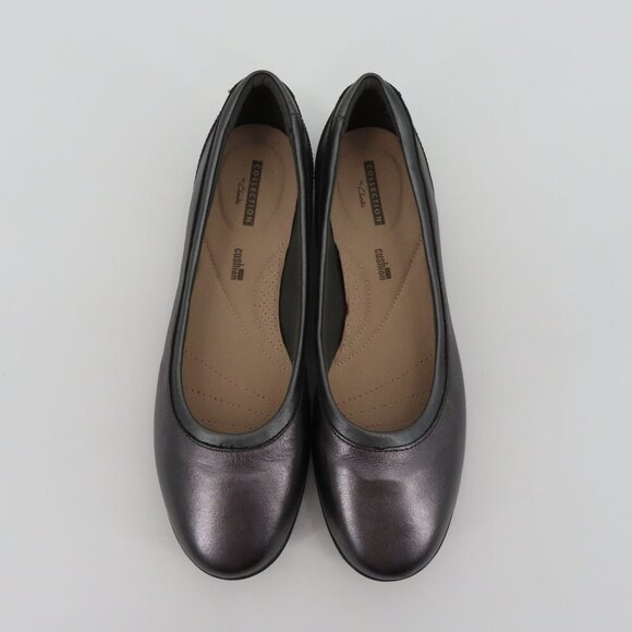 Clarks Collection Women 8.5 M Gray Shimmer Round Toe Ballet Flats Comfort Shoes - Picture 2 of 11